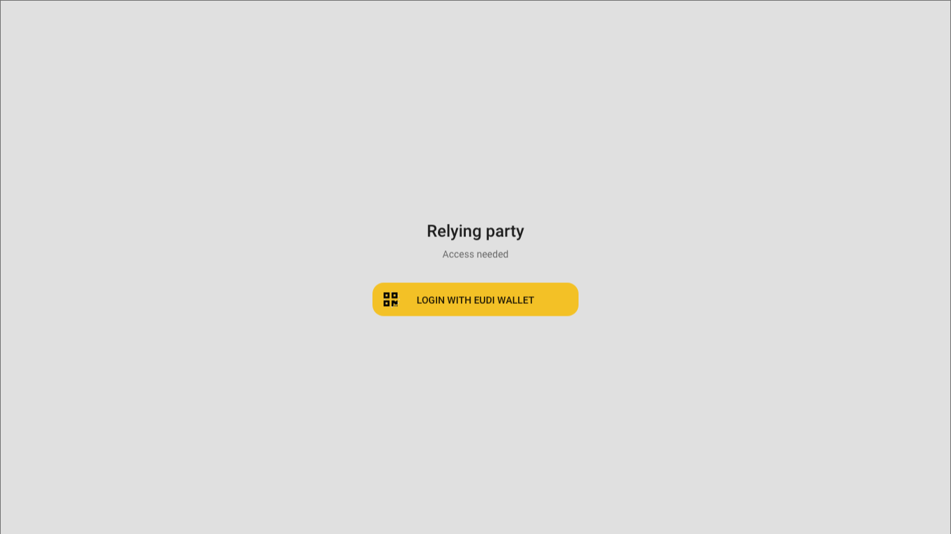 Login screen with EUDI Wallet login option on desktop browser