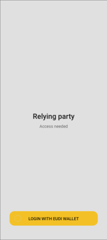 Login interface showing EUDI Wallet login button on mobile device