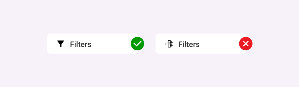 Icons Example showing clear vs ambiguous icons