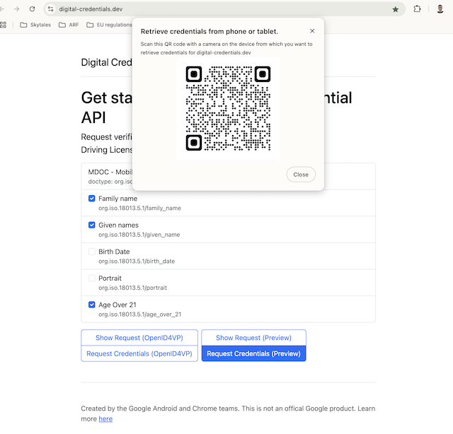 QR Code display