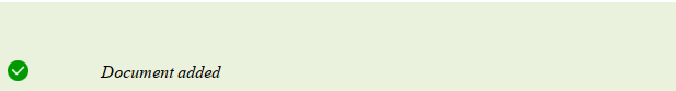 Example showing "Document added" text